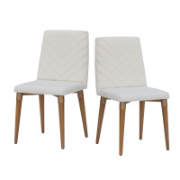 Manhattan Comfort 2-109251 Utopia 2-Piece Chevron Dining Chair in Beige 